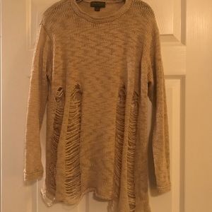 Forever 21 Tan distressed sweater